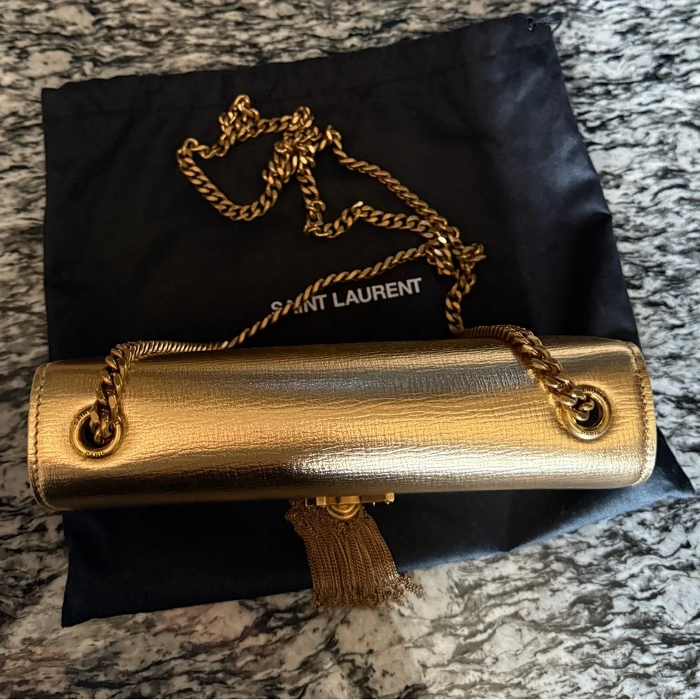 Saint Laurent YSL KATE SMALL TASSEL IN METALLIC LEATHER - Picture 4 of 9